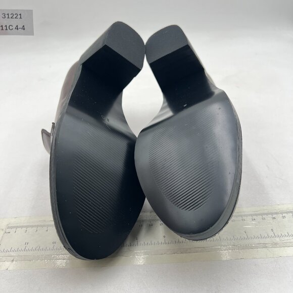 Maiyang Brown Chunky Mid Heel Platform Loafers Round Toe Slip on Party Pump - Picture 6 of 7